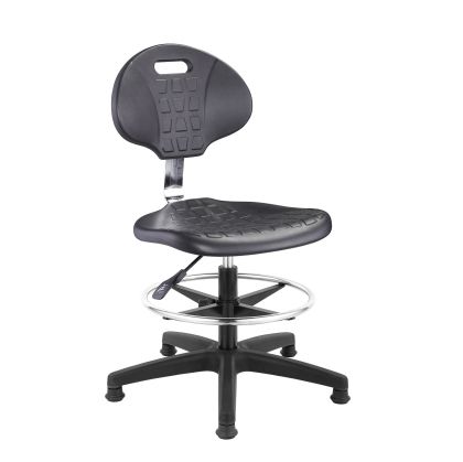 Лабораторен работен стол RFG Nero Ring, висок, полиуретан, до 130 kg, черен