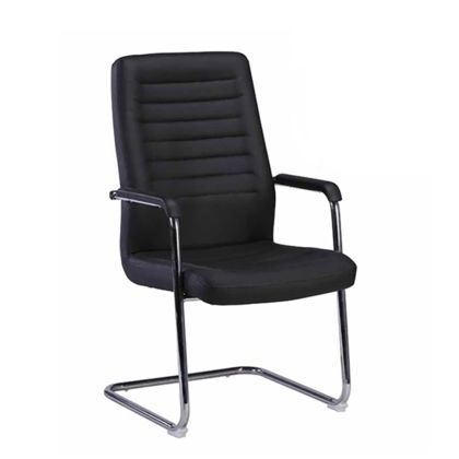 Посетителски стол RFG Sit M, екокожа, метална основа, до 120 kg, черен, 2 броя в комплект