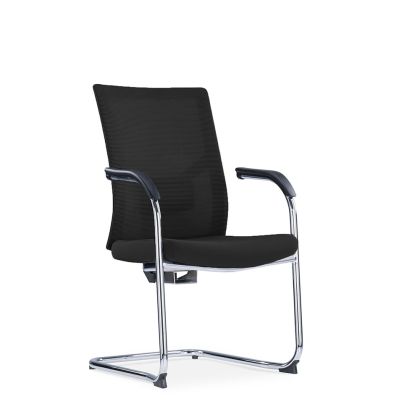 Посетителски стол RFG Snow Black M, дамаска и меш, до 120 kg, черна седалка, черна облегалка, 2 броя в комплект