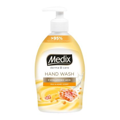 Течен сапун Medix Cream Milk & Honey, с помпа, 400 ml, оранжев