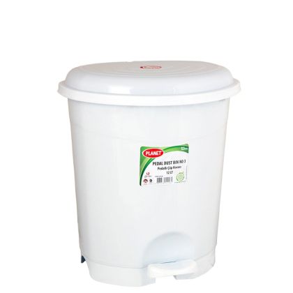 Кош за отпадъци Planet, с педал, пластмасов, 12 L, бял, 290 x 270 x 325 cm