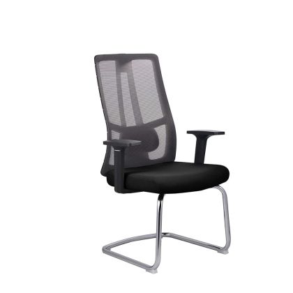 Посетителски стол RFG Artur M, дамаска и меш, до 150 kg, черна седалка, черна облегалка, 2 броя в комплект