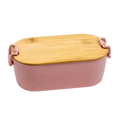 Office 1 Кутия за храна Wheat Fiber, с бамбуков капак, 1 L, розова