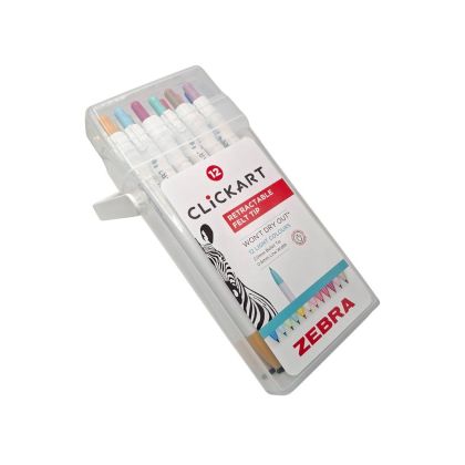 Zebra Флумастер Clickart, автоматичен, 12 цвята