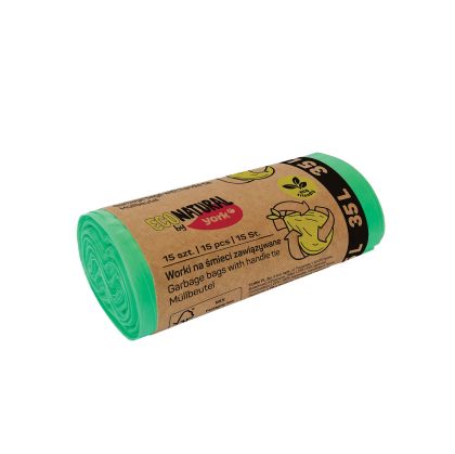 Торби за смет York Eco Natural, с връзка, 35 L, 15 броя