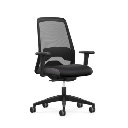 Ергономичен стол Interstuhl Every EV256, текстил, Autolift механизъм, полиамидна основа, черен