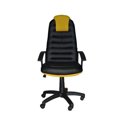 Геймърски стол Tunis, екокожа, Tilt механизъм, полиамидна основа, до 120 kg, черно-жълт