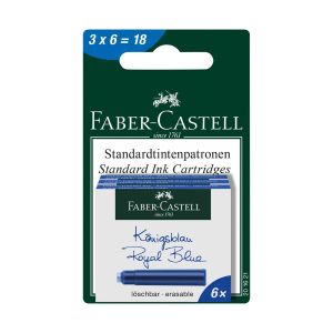 Faber-Castell Патрон за писалка, синьо мастило, 6 броя, 3 опаковки