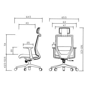 Директорски стол RFG Berry HB, дамаска и меш, Tilt механизъм, до 120 kg, черна седалка, тъмносиня облегалка