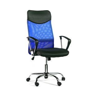 Директорски стол Monti HB, текстил, екокожа и меш, Tilt механизъм, до 120 kg, черна седалка, тъмносиня облегалка