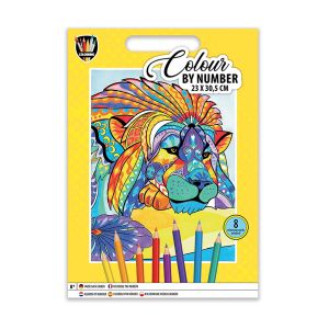 Moxy Рисуване по номера Лъв, 23 х 30.5 cm, с 8 молива