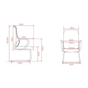 Посетителски стол RFG Mojito M, дамаска и меш, метална основа, до 120 kg, сиво-черен