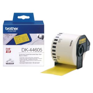 Лента Brother DK44605, 62 mm x 30.48 m, черен печат върху жълта лента