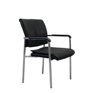 Посетителски стол RFG Flash M, екокожа, метална основа, до 120 kg, черен, 4 броя в комплект