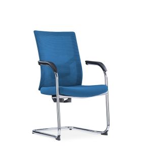 Посетителски стол RFG Snow Black M, дамаска и меш, до 120 kg, тъмносиня седалка, тъмносиня облегалка, 2 броя в комплект