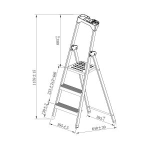 Стълба Twin, алуминиева, 2+1 стъпала