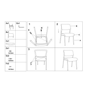 Посетителски стол RFG Evo 4L M, текстил, метална основа, до 120 kg, син