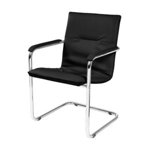 Посетителски стол Nowy Styl Rumba Lux, екокожа, до 120 kg, черен