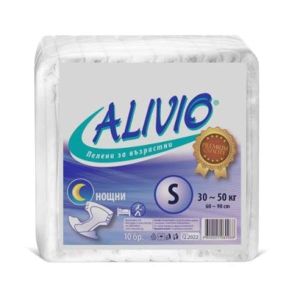 Пелени за възрастни Alivio, нощни, S, от 30 до 50 kg, 10 броя