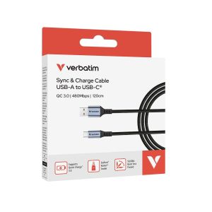 Verbatim Кабел Sync & Charge, USB Type-A към USB Type-C, 18 W, 120 cm