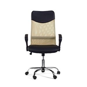 Директорски стол Monti HB, текстил, екокожа и меш, Tilt механизъм, до 120 kg, черна седалка, бежова облегалка