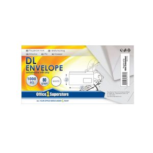 Top Office Плик, DL, 110 x 220 mm, хартиен, с дясно прозорче, със самозалепваща лента, бял, 1000 броя