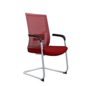 Посетителски стол RFG Snow M, дамаска и меш, до 120 kg, червена седалка, червена облегалка, 2 броя в комплект