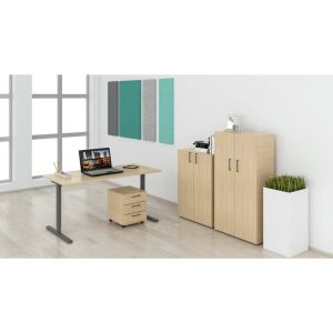 Бюро Narbutas T-Easy, 1400 x 800 x 740 mm, бял плот, крака с бял метал