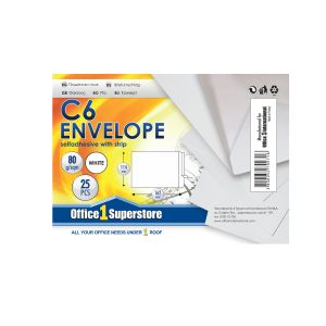 Office 1 Плик, C6, 114 x 162 mm, хартиен, със самозалепваща лента, бял, 25 броя
