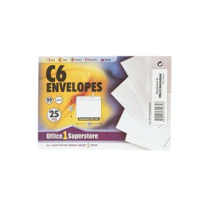 Office 1 Плик, C6, 114 x 162 mm, хартиен, със самозалепваща лента, бял, 25 броя
