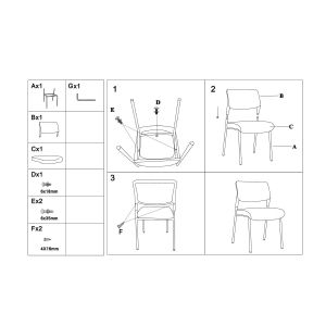 Посетителски стол RFG Evo 4L M, текстил, метална основа, до 120 kg, черен, 5 броя в комплект