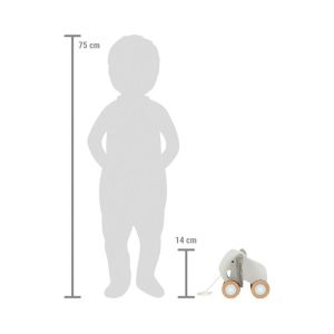 Small Foot Слонче за дърпане, дървено, с шумящи уши