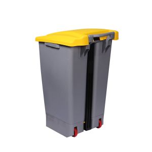 Кош за отпадъци Planet, за разделно събиране, с педал, пластмасов, 70 L, жълт