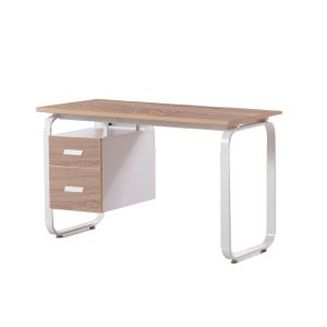 Офис бюро RFG Shape O, 120 х 60 х 76 cm, меламин дъб, бял метал, с контейнер