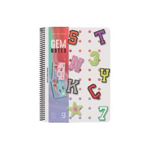 Gipta Тетрадка Gem Notes, A5, бяла хартия, на квадратчета, PP корица, със спирала, 80 листа