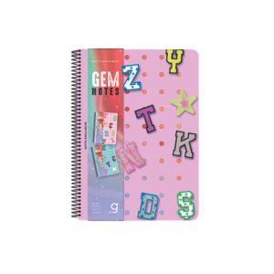 Gipta Тетрадка Gem Notes, A5, бяла хартия, на квадратчета, PP корица, със спирала, 80 листа