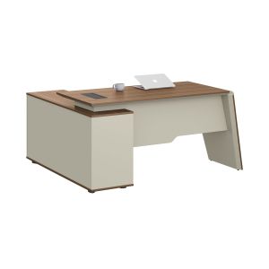 Бюро RFG Elmaz, с шкаф, 1600 х 1400 х 760 mm, ПДЧ 40 mm, дъб и сиво