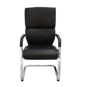 Посетителски стол RFG GRANDE M, екокожа, метална основа, до 150 kg, черен, 2 броя в комплект