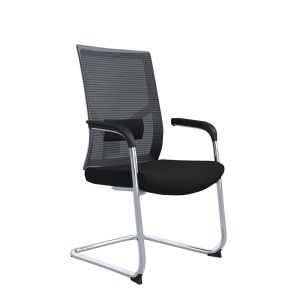 Посетителски стол RFG Snow M, дамаска и меш, до 120 kg, черна седалка, черна облегалка, 2 броя в комплект