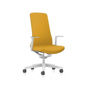 Ергономичен стол Interstuhl PU113, Smart-Spring механизъм, бяло-жълт