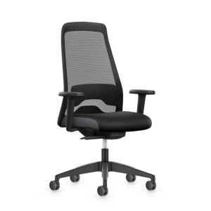 Ергономичен стол Interstuhl Every EV252, дамаска и меш, Autolift механизъм, полиамидна основа, до 130 kg, черен