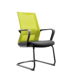 Посетителски стол RFG Smart M, дамаска и меш, до 120 kg, черна седалка, зелена облегалка, 2 броя в комплект