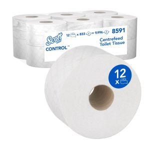 Тоалетна хартия Kimberly-Clark Scott Control 8591 Centrefeed, 833 къса, 12 броя