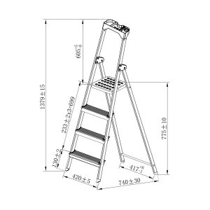 Стълба Twin, алуминиева, 3+1 стъпала
