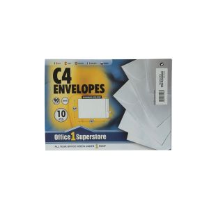 Office 1 Плик, C4, 229 x 324 mm, хартиен, със самозалепваща лента, бял, 10 броя