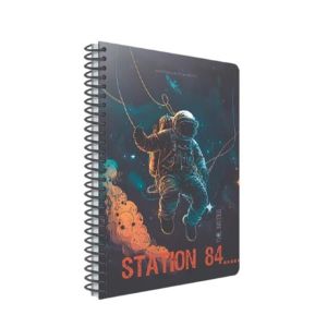 Gipta Тетрадка Station, A4, бяла хартия, широки редове, картонена корица, със спирала, 60 листа