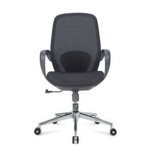 Офис стол RFG Egg W Chrome, дамаска и меш, полипропиленова основа, до 130 kg, черен