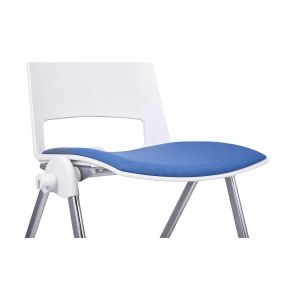 Посетителски стол RFG Sweet Chrome White, дамаска и полипропилен, до 120 kg, син, 4 броя в комплект