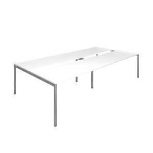 Заседателна маса Narbutas Nova, 3200 x 1640 x 740 mm, правоъгълен плот, ПДЧ 25 mm, бял меламин, сив метал, крак тип U