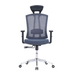 Ергономичен офис стол RFG Primo Lux Chrome HB, дамаска и меш, до 130 kg, сив